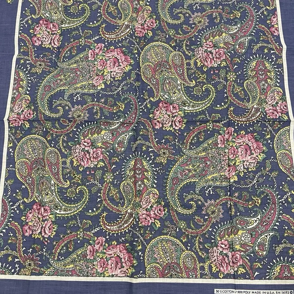 Vintage‎ Wamcraft Bandana RN 14193 Faded Blue Paisley Cottagecore Coquette 21x21